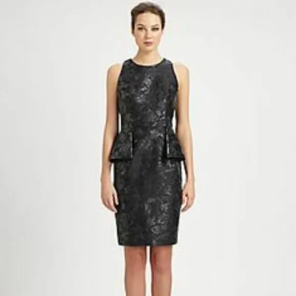 open lace back dress 1990s Carmen Marc Valvo Black Velvet Evening Dress with Drop Neckline   Modig